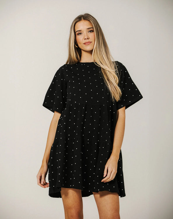 Tiered Dress | Black with White Polka Dot