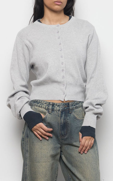 Pullover Two-Way Cardigan | Heather Grey
