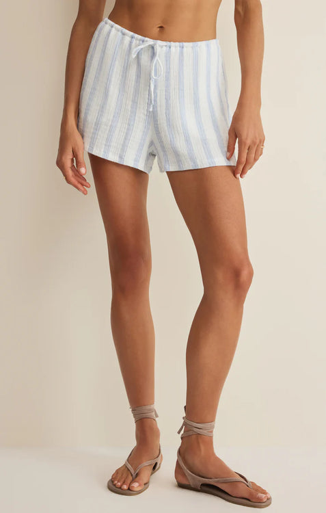 Daylight Striped Airy Gauze Shorts | Sea Salt
