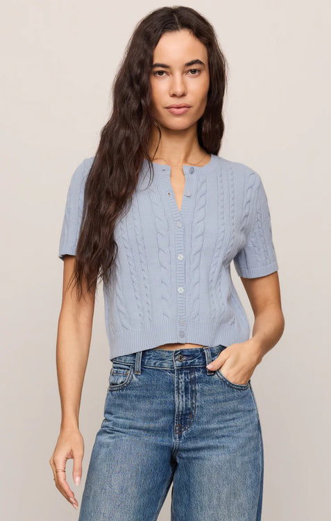 Cera Short Sleeve Cardigan | Skyline