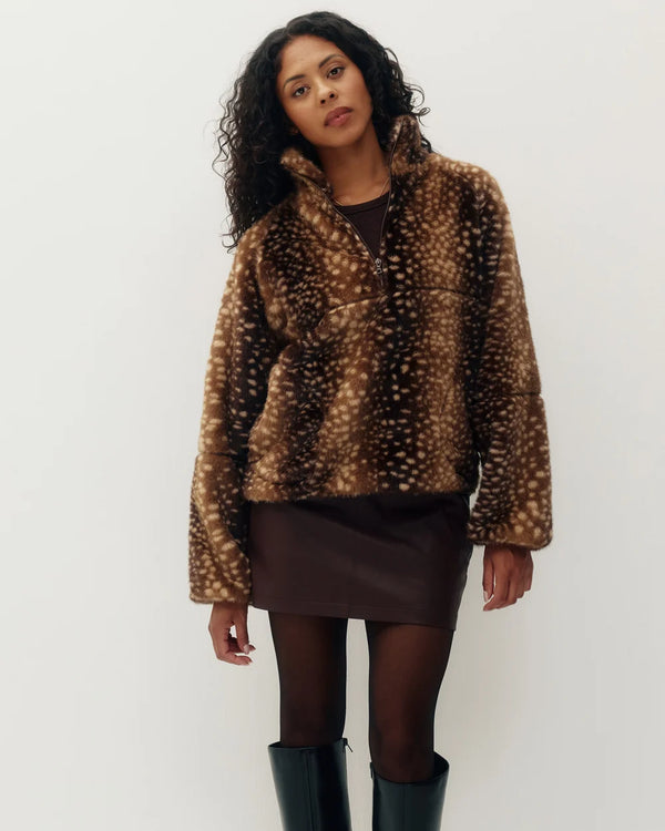 Tachette Faux-Fur Zipup | Bambi Brown