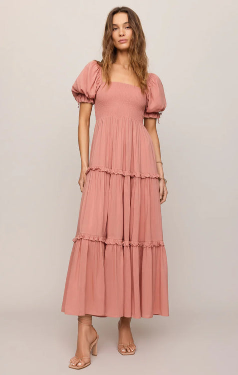 Eliora Smocked Maxi Dress | Terracotta Clay