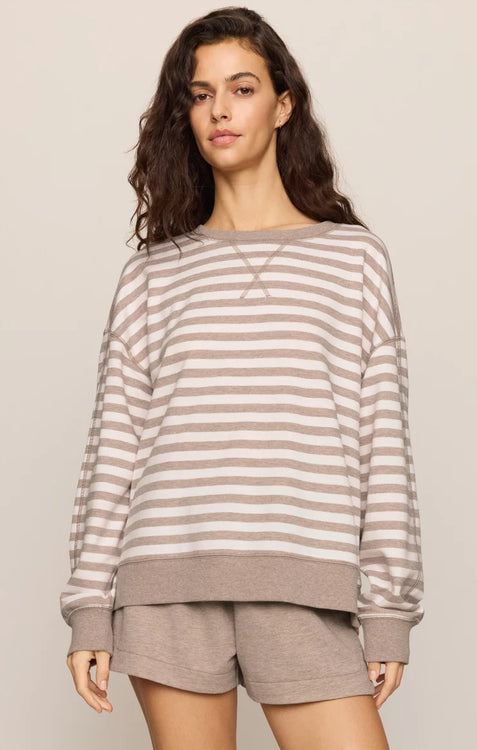 Everyday French Terry Striped Crew | Heather Ash