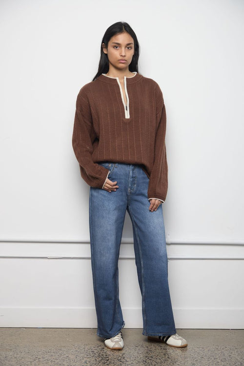 Outline Half-Zip Sweater | Toasted Cocoa