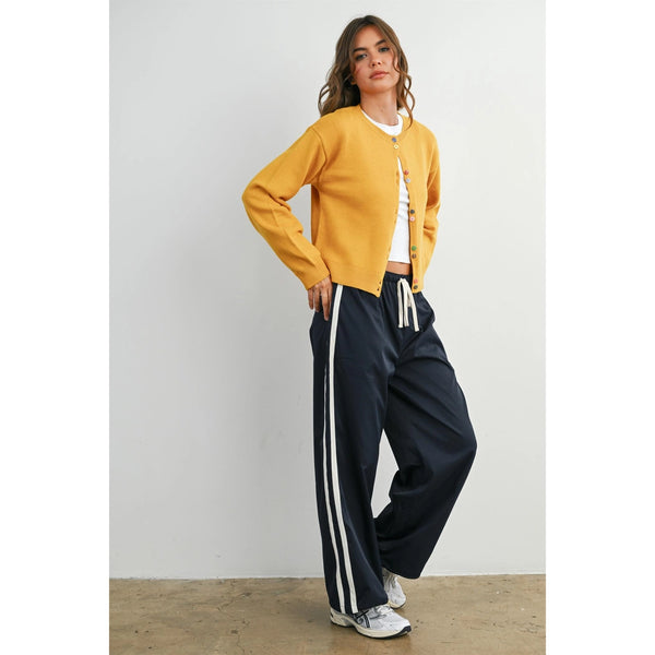 Courtside Striped Track Pant | Navy/White