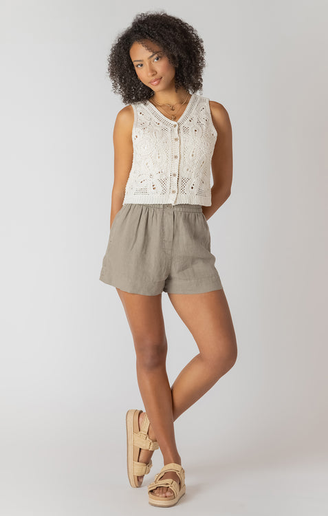 Crochet Buttoned Vest | Cream