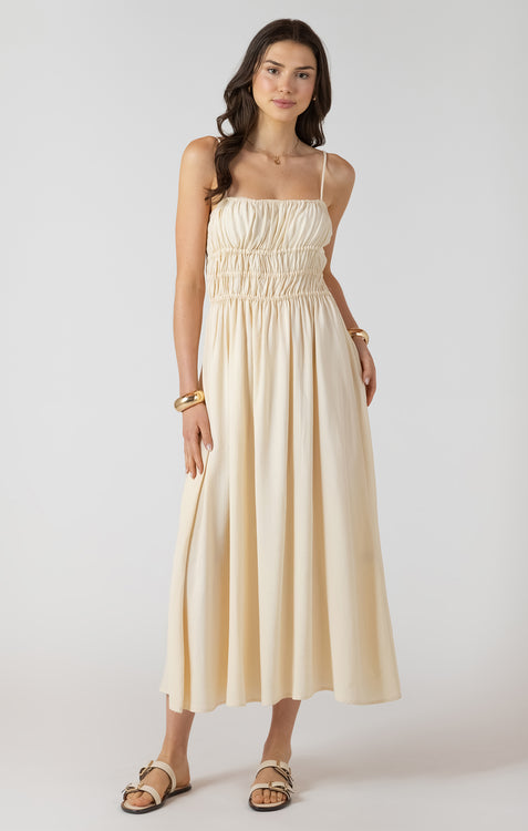 Elastic Waist Midi Dress