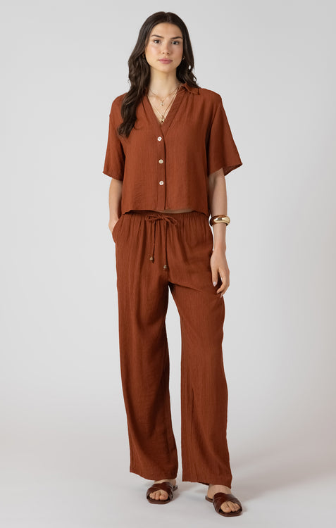 Drawstring Wide Pant | Burnt Sienna