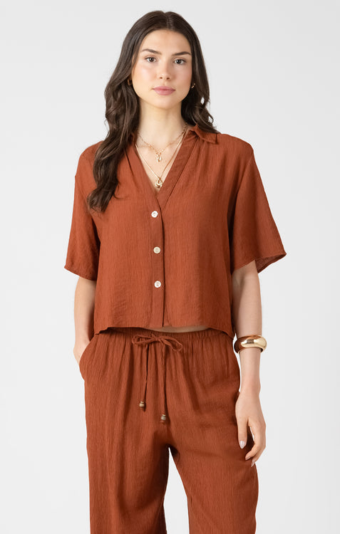 Short Sleeve Blouse | Burnt Sienna