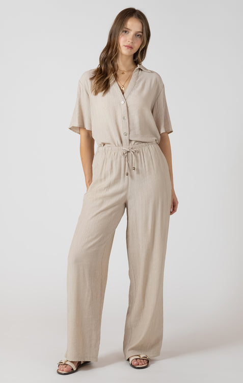 Drawstring Wide pant | Light Oyster