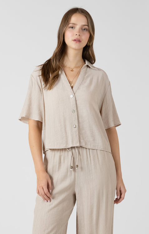 Short Sleeve Blouse | Light Oyster