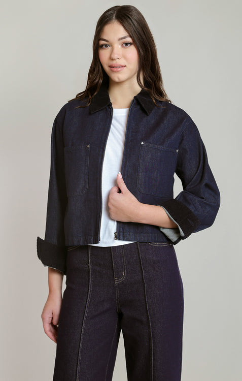 Interstate Corduroy Collar Denim Jacket | Indigo