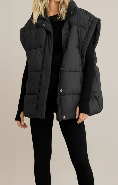 Basecamp Quilted Boxy Vest | Black