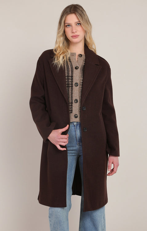 Lottie Long Soft Coat | Dark Brown