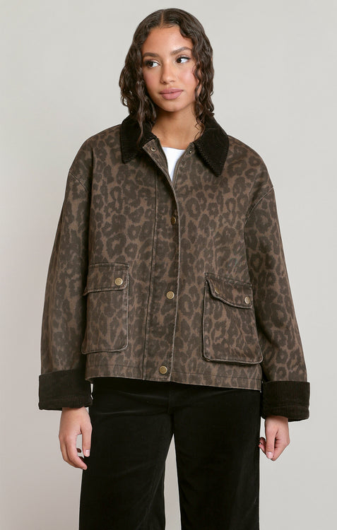Lowen Patterned Denim Jacket | Leopard