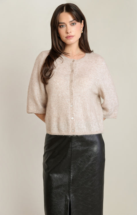 Sinclair Short Sleeve Cardigan | Light Dusty Pink