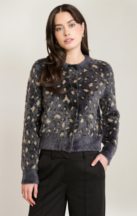 Cotswold Soft Touch Cardigan | Charcoal Leopard
