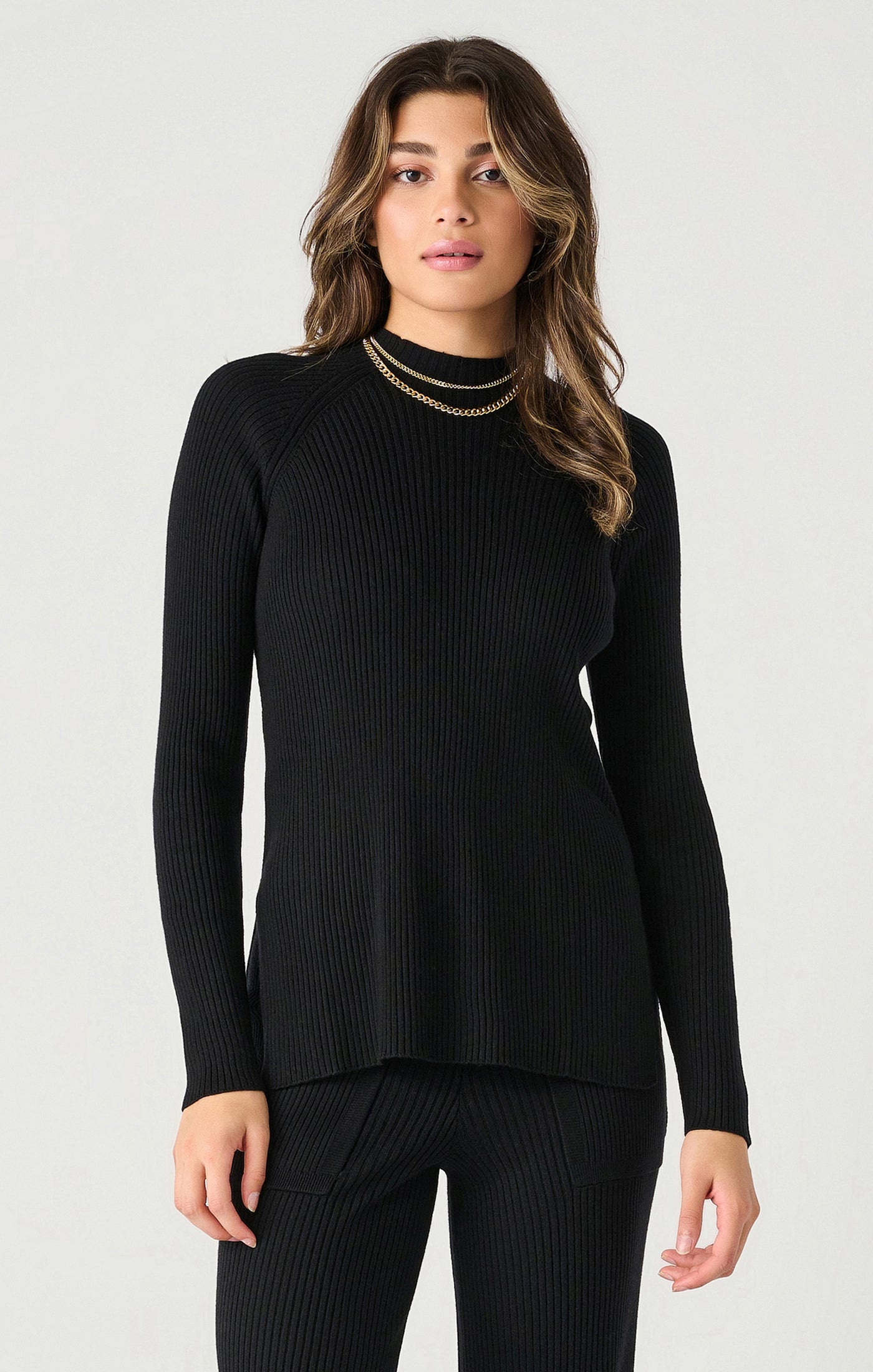 Mock neck ribbed sweater hotsell