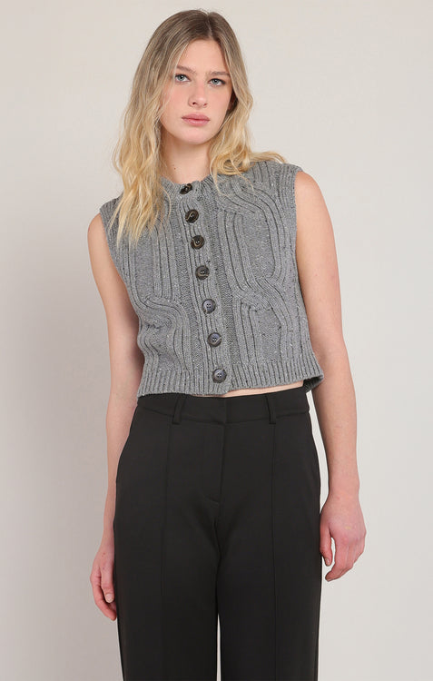Georgie Cable Sweater Vest | Grey