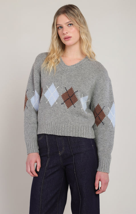 Glenwood Argyle Sweater | Medium Grey Mix