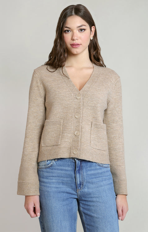 Hayes Patch Pocket Cardigan | Taupe Heather