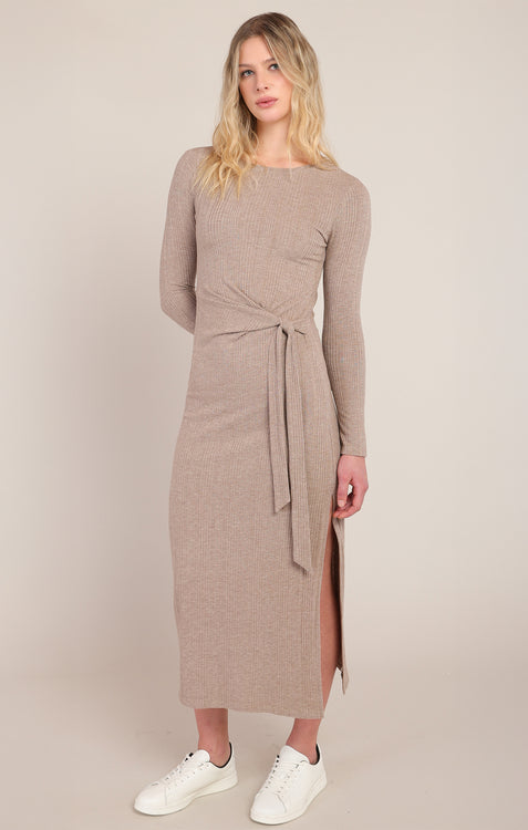 Bliss Knot Waist Maxi Dress | Light Heather Brown