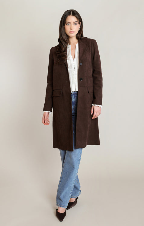 Shaye Suede Coat | Chocolate