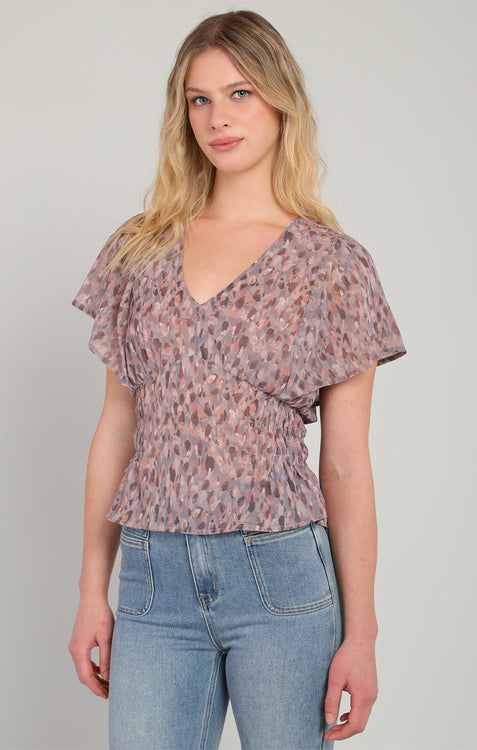 Daydreamer Short Sleeve Blouse | Brushstroke Dot