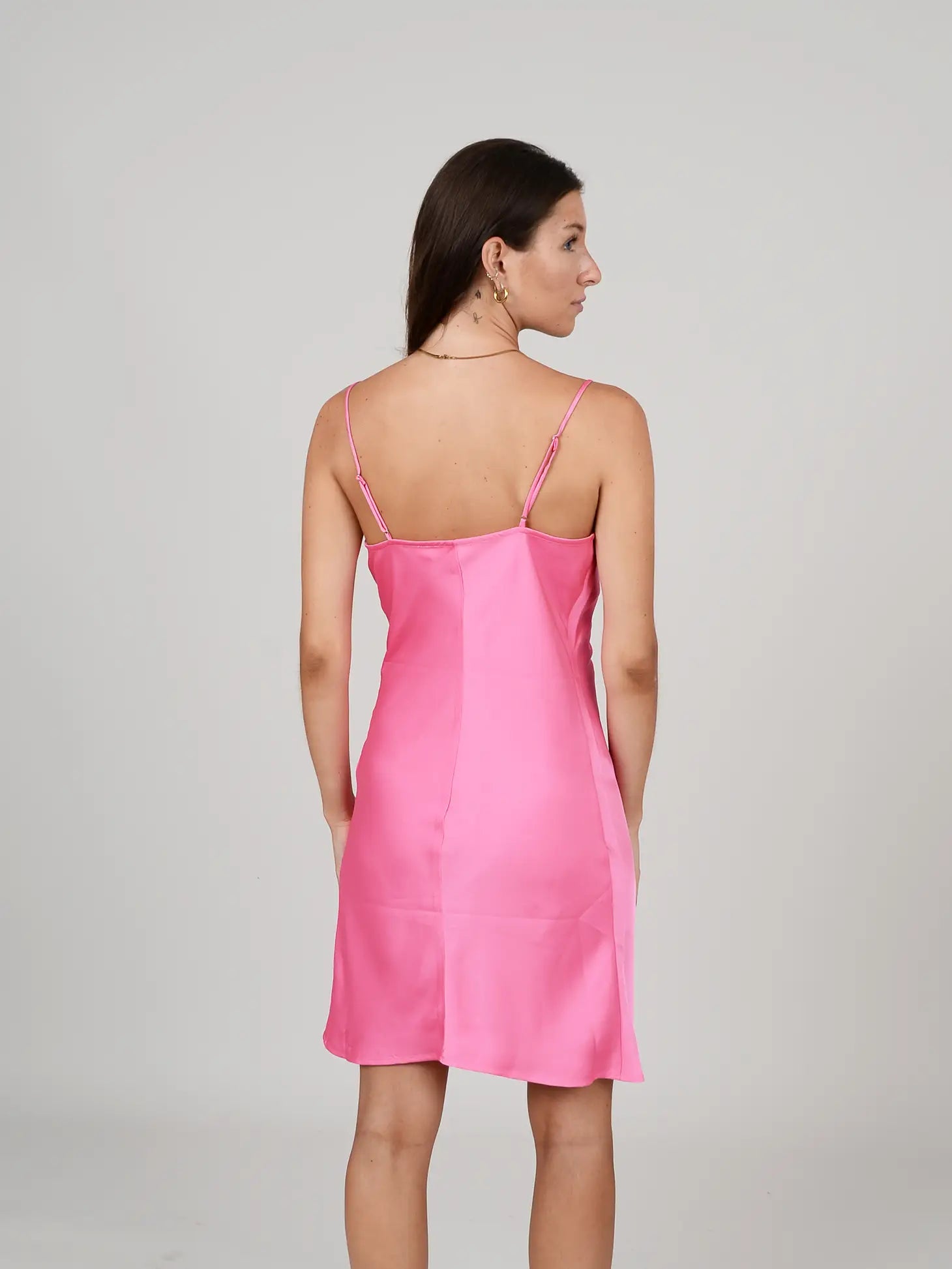 Hot pink shop silk slip dress