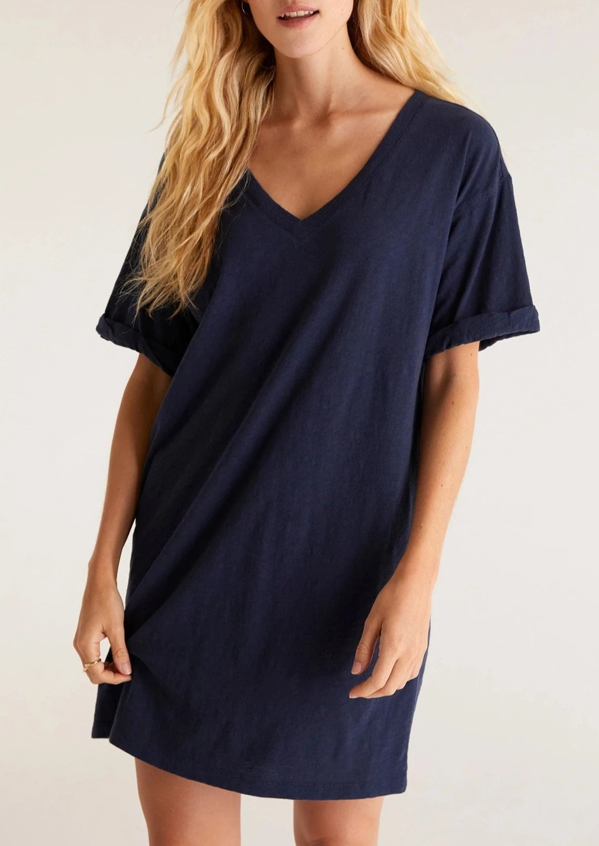 V Neck T Shirt Dress Captain Navy