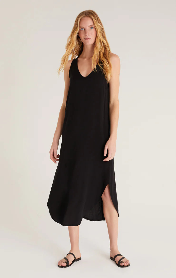 Reverie Woven Midi Dress | Black