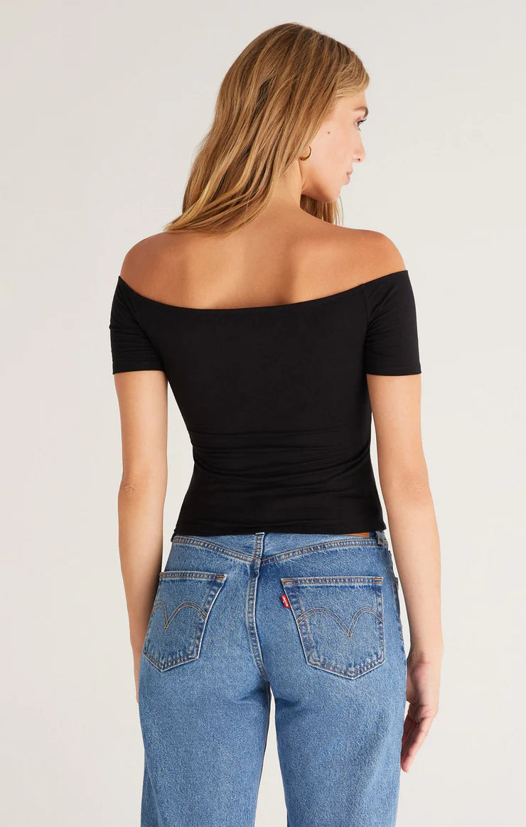 Beth Off Shoulder Top Black Bella Chic